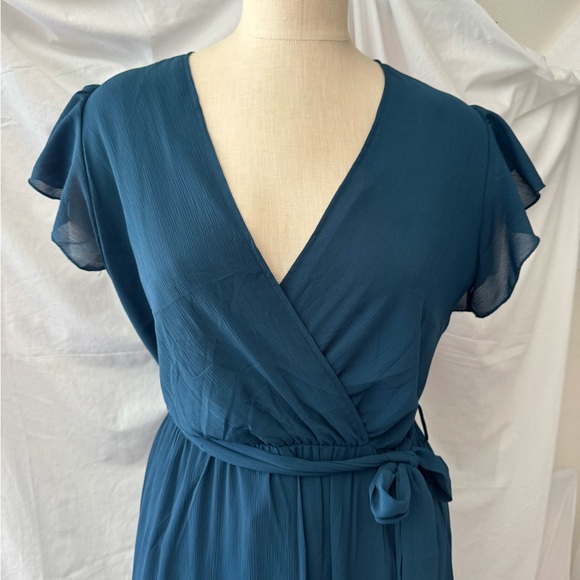 Beautiful and comfortable teal Fall dress - Picture 3 of 6